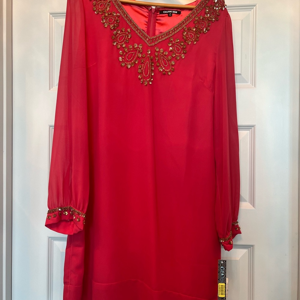 Gianni Bini Red Dress with Gold Accents